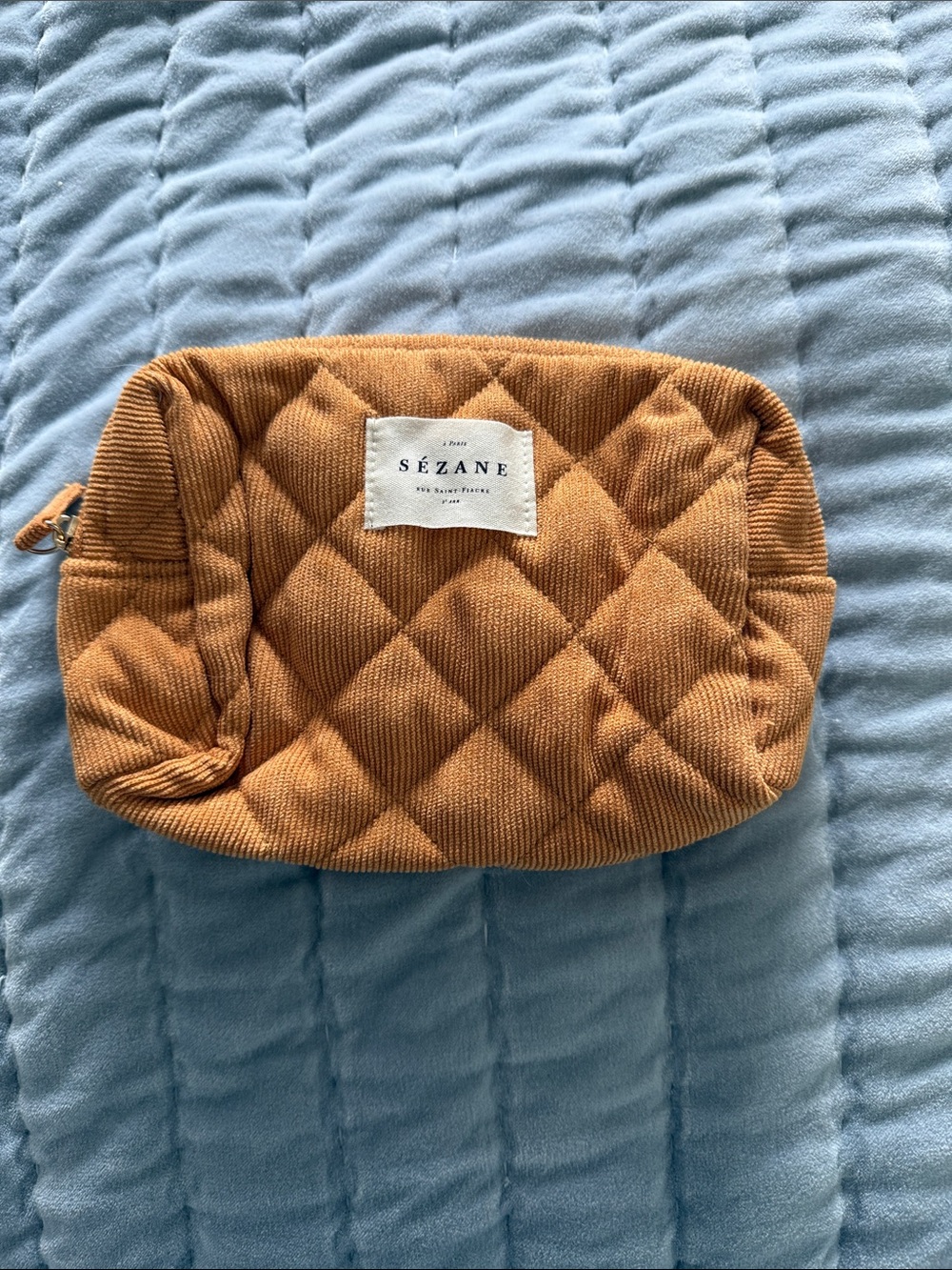Sézane Corduroy and Patchwork Cosmetic Bag NWOT